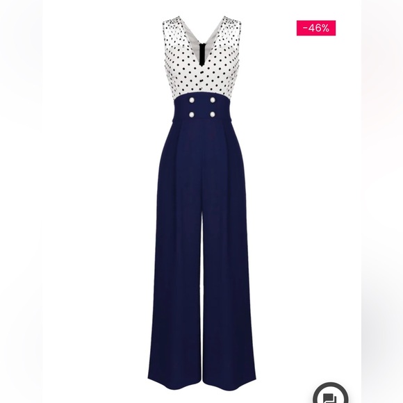 Retro Stage Pants - Retro Stage L/8 vintage sailor jumpsuit polka dot 1930s